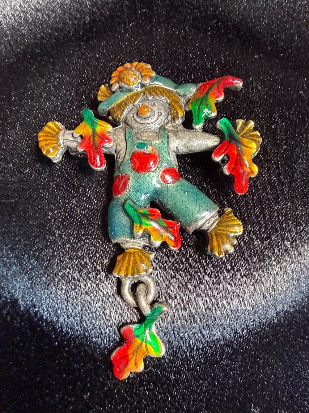 Vintage AJMC Colorful Fall Scarecrow Brooch